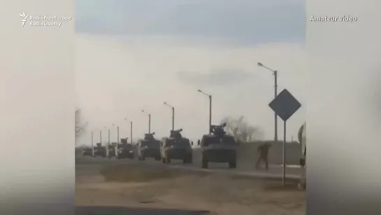 Man Tries To Stop Russian Military Convoy With His Bare Hands