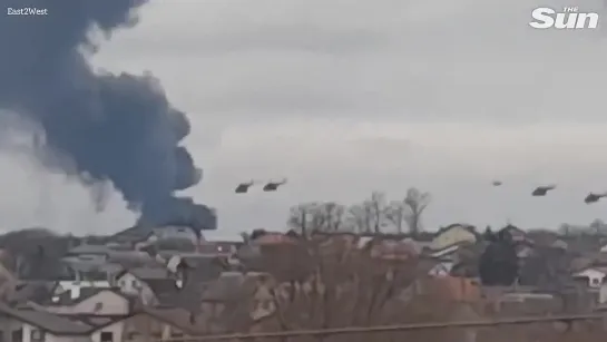 Swarm of Russian helicopter gunships blitzing Ukraine airport as Putin launches