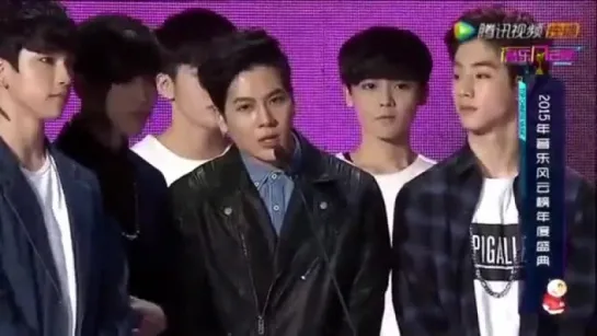 150413 GOT7 won Most Potential Newcomer Award @ 2015 Top Chinese Music Festival