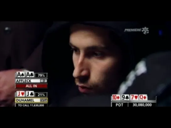 WSOP Main Event 2010 - Affleck vs Duhamel  ( AA vs JJ)