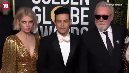 Rami Malek  Lucy Boynton joined by Queen at 2019 Golden Globes