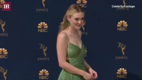 Gorgeous in green! Dakota Fanning arrives at the 2018 Emmys