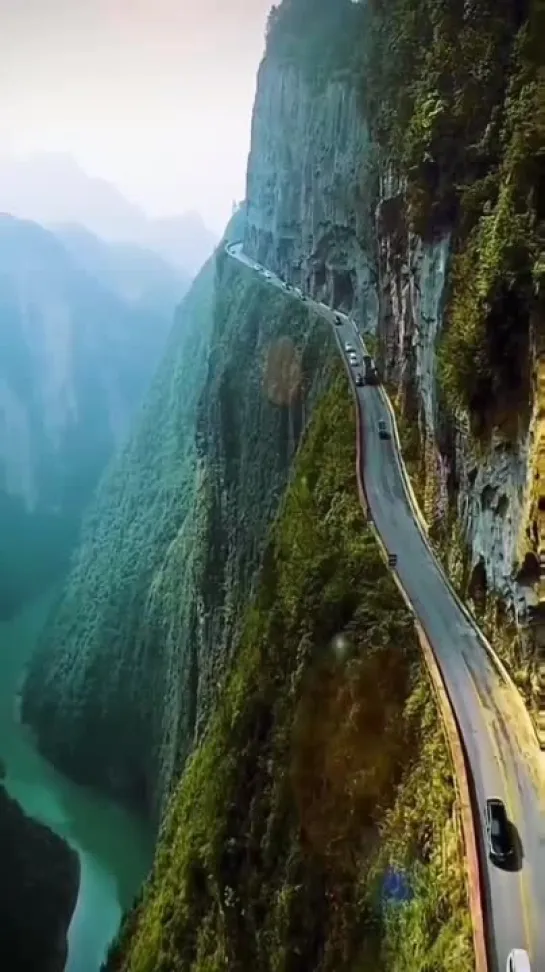 Chinese highway in the mountains