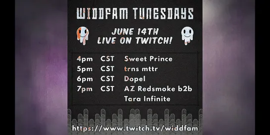 WiddFam TunesDay 51 (Twitch live 14.06.2022): Sweet Prince, trns mttr, Dopel, AZ REDSMOKE b2b Tara Infinite