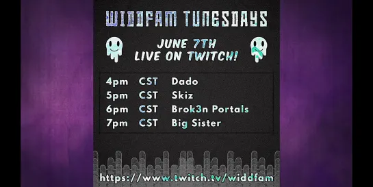 WiddFam TunesDay 50 (Twitch live 07.06.2022): Dado, Skiz, Brok3n Portals and Big Sister