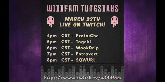 WiddFam TunesDay Episode 39 (Twitch live 22.03.2022): Togeki, WookDrip, Entravert, and SQWURL