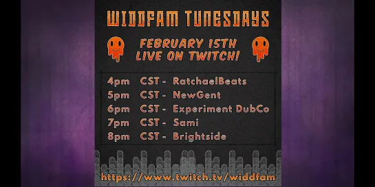 WiddFam TunesDay Episode 34 (Twitch live 15.02.2022): RatchaelBeats, NewGent, Experiment DubCo, Sami and Brightside