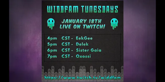 WiddFam TunesDay Episode 30 (Twitch live 18.01.2022): EekGee, Delek, Sister Gaia, and Oxóssi