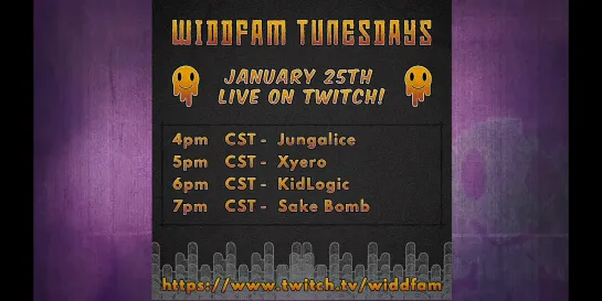 WiddFam TunesDay Episode 31 (Twitch live 25.01.2022): Junglalice, Xyero, KidLogic, and Sake Bomb