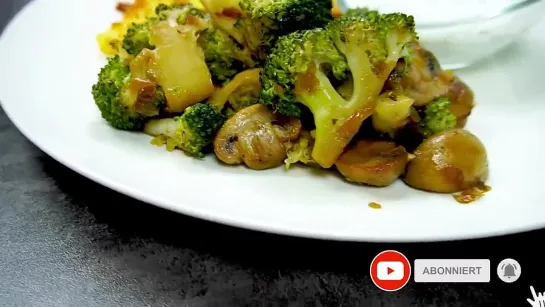 Brokkoli wurde noch nie so köstlich zubereitet. Brokkoli mit Champignons und Ofe