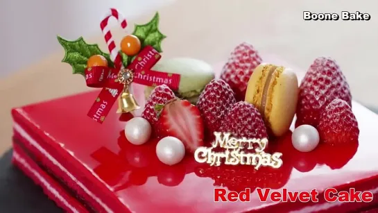 크리스마스 레드벨벳 케이크 🎄 _ Christmas Red Velvet Cake Recipe _ Cup measure