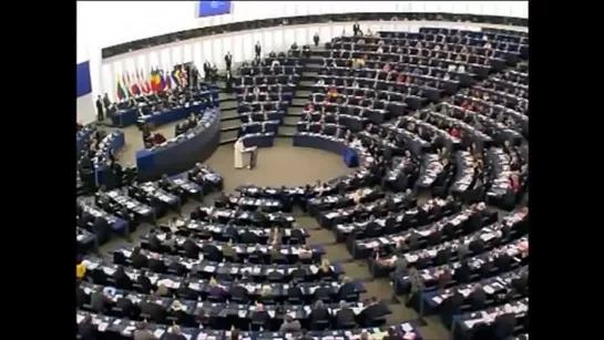 Выступление Папы Франциска в Европарламенте. Страсбург, 25.11.2014. Дубляж на английском.