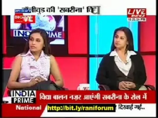 Rani-Vidya promoting No one killed Jessica on Live India TV (releasing 7th jan 2011)