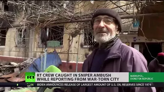 RT CREW CAUGHT IN SNIPER AMBUSH IN WAR-TORN MARIUPOL.