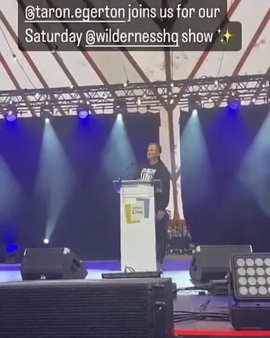 Taron Egerton on stage for ‘Letters Live’ at Wilderness Festival