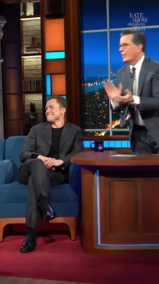 Taron at Stephen Colbert Show