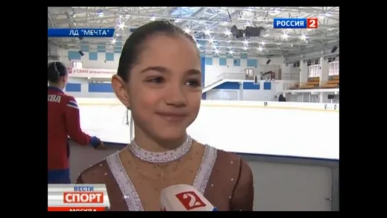 Evgenia Medvedeva at Moscow Jr. Championship (Rossiya 2), 2012 + interview