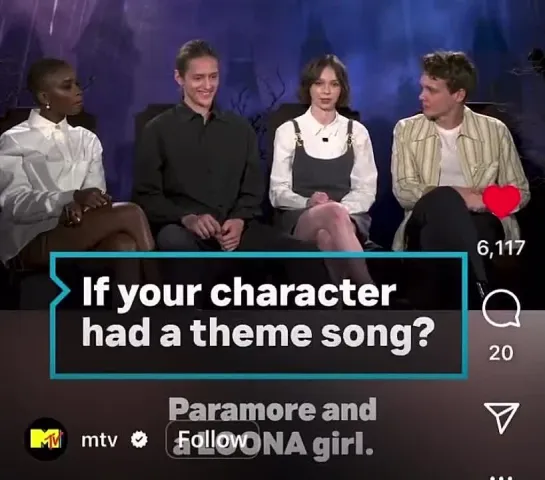 221203 Emma Myers (Enid in Wednesday) mentions LOONA speaking about Music