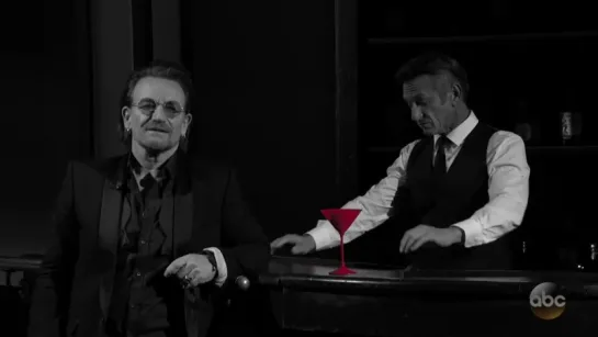 Bono and Chris Martin Sing One for My Baby with Sean Penn Cameo