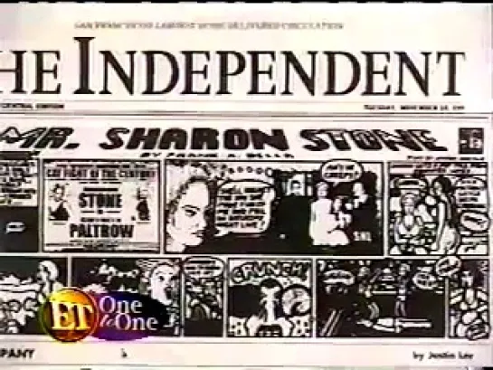 Sharon Stone Attacks Frank Bella's Comic on ET 12-99