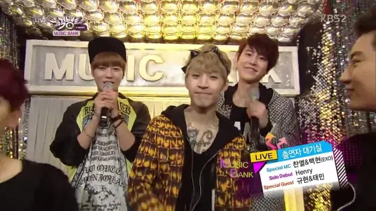 [VIDEO] 130607 Baekhyun & Chanyeol with Henry, Taemin & Kyuhyun @ KBS 2TV Music Bank