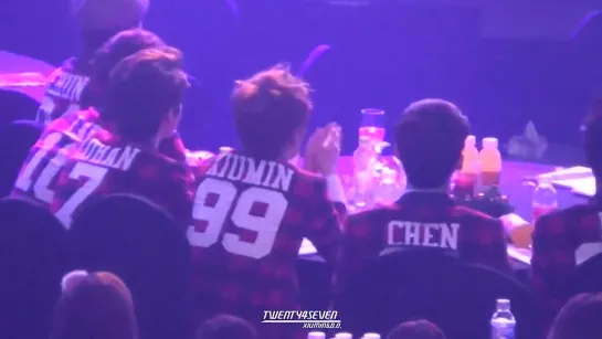 [FANCAM] 140123 EXO watching SNSD (Xiumin Focus) @ 23rd Seoul Music Awards