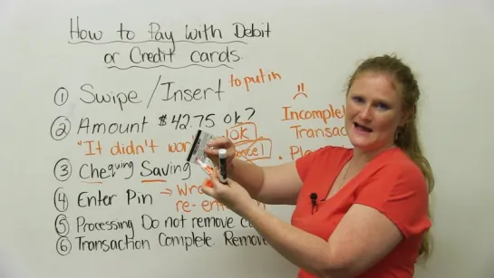 Learn Real English - How to pay with Debit or Credit Cards