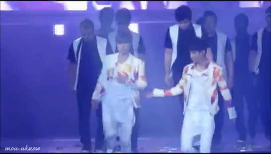 after the accident that happened for Yunhos leg in Shanghai concert. Changmin kept looking at him, he was worried.