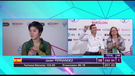 Shoma Uno during Javier Fernandez's scores GPF 2015