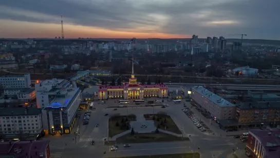 Вечерний Петрозаводск зажигает огни 2023 ж/д вокзал, пл. Гагарина, Карелия