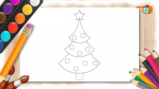 Учимся рисовать новогоднюю елочку! Развивающий мультик. Christmas tree drawing!