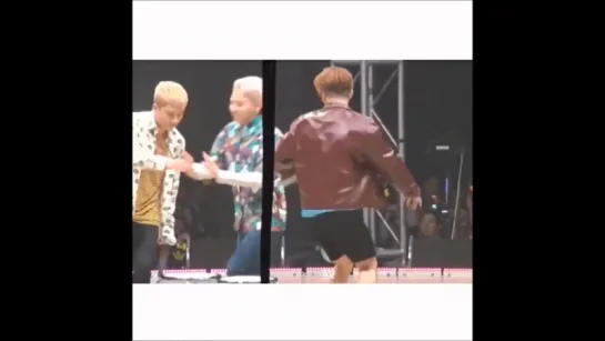 G-Dragon толкает Сынри (ака "Панда бросок") / G-Dragon's throwing Seungri (aka Panda throw)