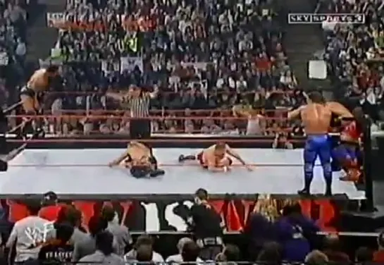 Handicap 3 on 2 match, Kurt Angle and Chris Benoit, William Regal vs Chris Jericho and The Rock