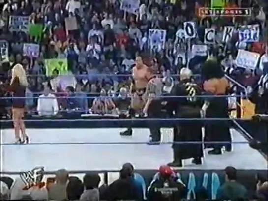 WWF Champion The Rock (with Debra) vs. Rikishi and Haku