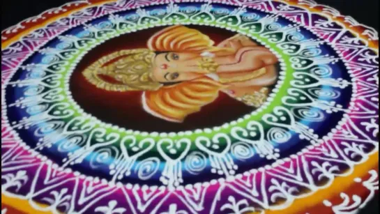 How to make Easy and simple design rangoli. Ganapati bappa rangoli art