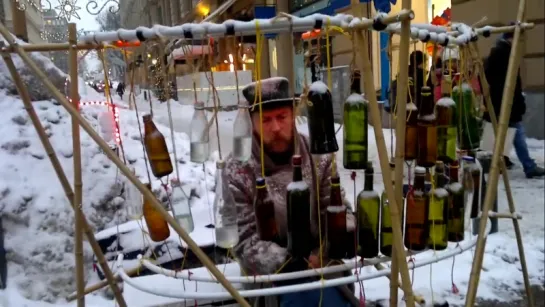 Happy musician in Helsinki city