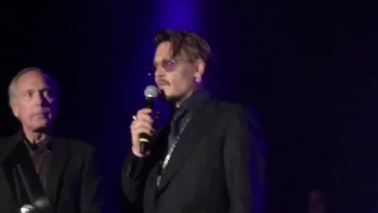 Johnny Depp accepting his award from Rhondas Kiss live at the el rey theatre 11_3_16