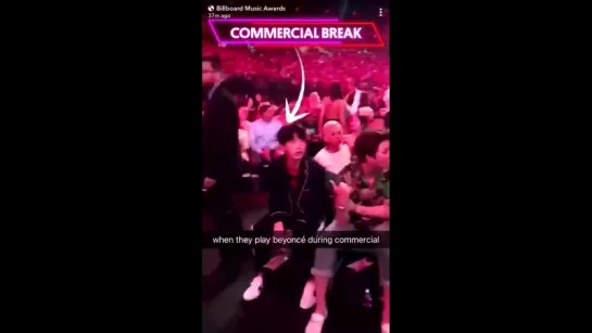 Reaction of Jungkook @BTS_twt in the presentation of @Beyonce on BBMAs