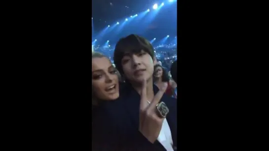 BTS TAEHYUNG with beberexha ig story on BBMAs @BTS_twt BTS_BBMAs