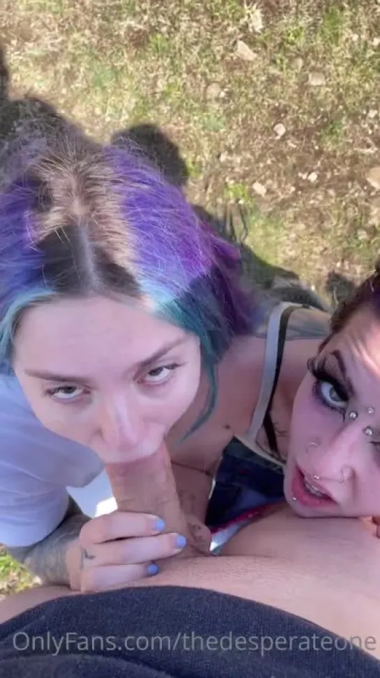 [part 2] Pandora Skye, Dizty Pixie - Sucking cock outside and eating ass with @fairylustxoxo - FMM Threesome POV Blowjob