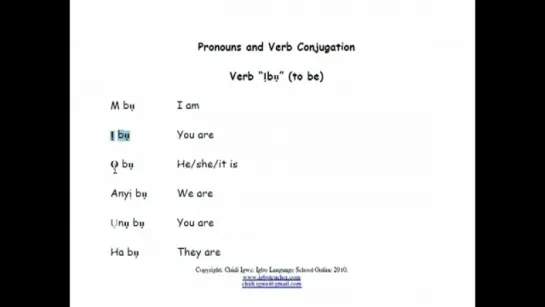 Igbo Lesson - Subject Pronouns + Verb Ibu (to be) + Profession