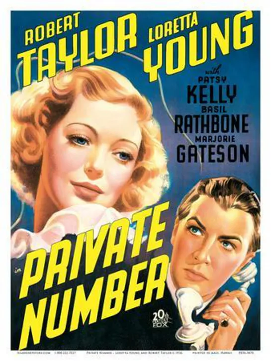 Private Number (1936) -1080p- Robert Taylor, Loretta Young, Basil Rathbone