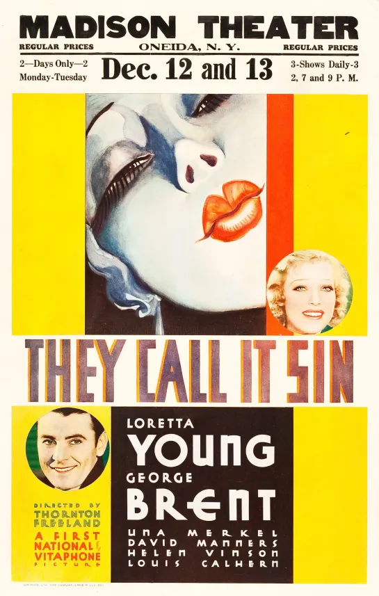 They Call It Sin (1932) Loretta Young, George Brent, Una Merkel, David Manners