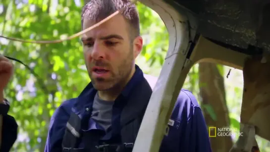 @BearGrylls and @ZacharyQuinto find and scavenge the wreckage of a downed plane. #RunningWild