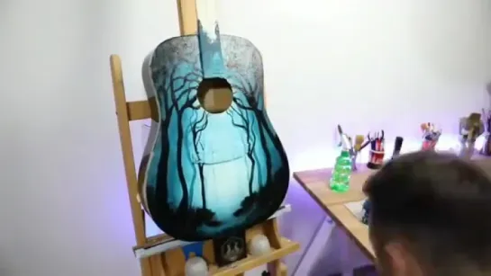 Glow painting on a guitar