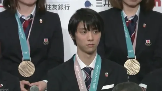 Yuzuru Hanyu - olympic medalists press-conference [NHK]