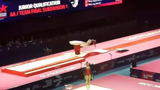 Klimenko on vault Glasgow2018