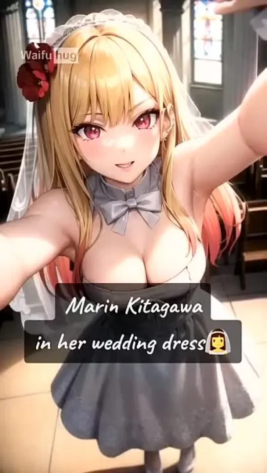 Marin Kitagawa - Wedding Dress. Ai Generated. Stable Diffusion. Tik-Tok animation. (Artist: @WaifuHug) [My Dress up Darling]