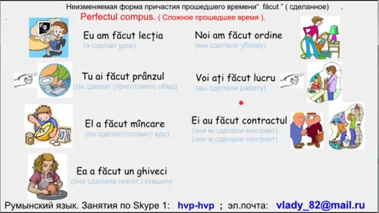 Румынские глаголы . Глагол делать. F face