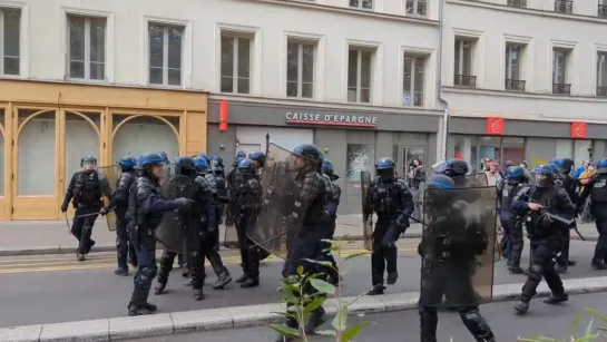 В Париже сегодня опять народные гулянья. Петушиному эцилоппу пришлось показывать табельный пистик.